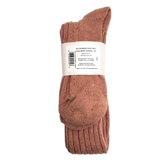 Soft Ribbed 82% Cashmere Knee High Socks Sz 9-11 Warm Garnet Hill Berry Donegal - Picture 4 of 6